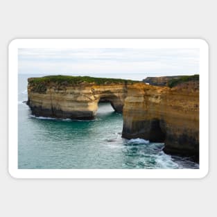 Huge layered limestone cliffs at Loch Ard Gorge, Australia. Sticker